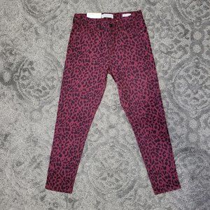 Social Standard Mid Rise Ankle Skinny Cheetah Print Pants Size 8